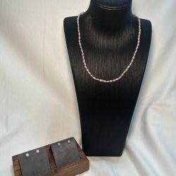Brand new S925 baby freshwater pearls earrings and rice pearls necklace