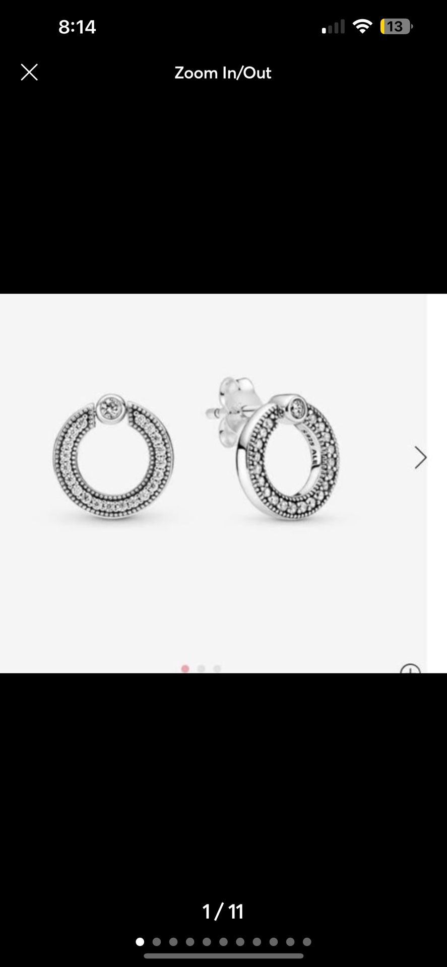 Pandora Pave & Logo Circle Reversible Stud Earrings