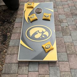 Official NCAA Iowa State Hawkeyes Swoosh Cornhole Beanbag Toss Yard Game Set