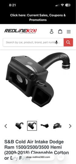 S&B Cold Air Intake Dodge Ram 1500/2500/3500 Hemi (2009-2018) Cleanable Cotton
