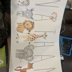 Custom Safari Name Wall Poster