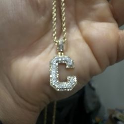 14k Rope Chain And VS1 Diamond Pendant 