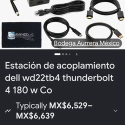 USB HUB Dell Wd22tb4 Thunderbolt 4 180 w Co