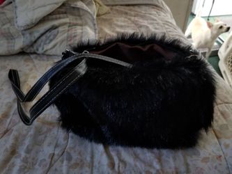 Black fuzzy purse