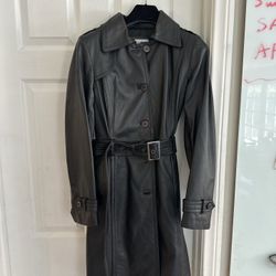 Kenneth Cole Leather Long Coat 