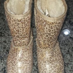 Nordstrom Rack Girl’s Shimmery Animal Print Faux Fur Lined Boots