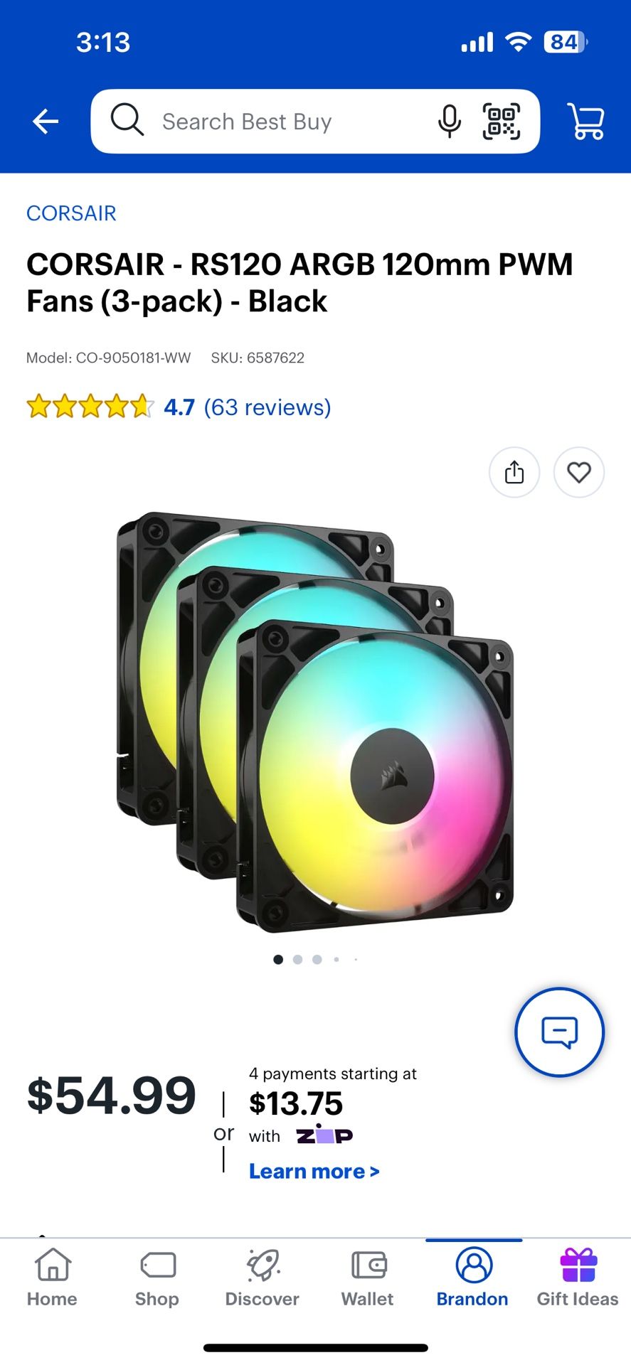 CORSAIR - RS120 ARGB 120mm PWM Fans (3-pack) - Black