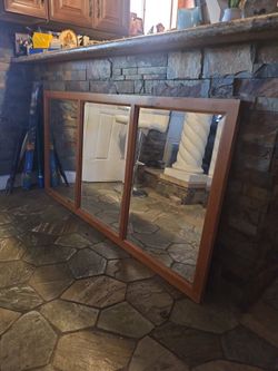 Triple Oak Vanity Mirror