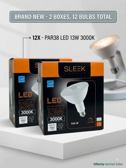 Sleek Lighting PAR38 Dimmable LED Bulbs - 13W 3000K Warm White (12 Bulbs Total)