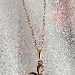 18" 14KT Gold CZ Cross Pendent