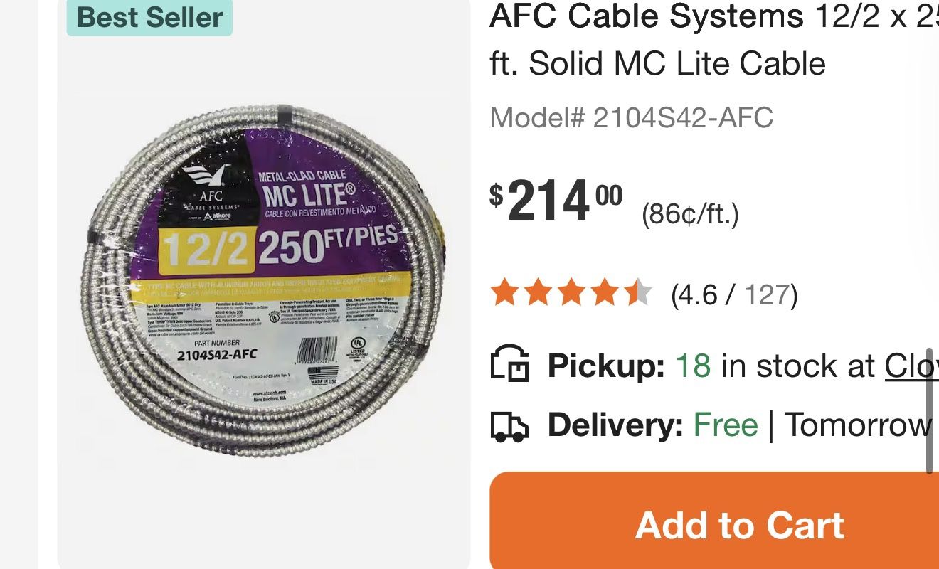 Mc Cable 12/2 Awg