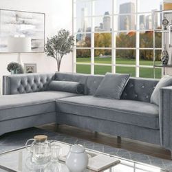Brand New Grey Storage Sectional Sofa (Pillows Included)