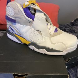 White/Purple-Yellow Jordans 