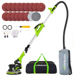 Drywall Sander, 1050W 7.2A Popcorn Ceiling Removal Tool, Automatic Drywall Sander with Vacuum Dust Collector, 7 Variable Speed 1000-2100RPM, 15Pcs San