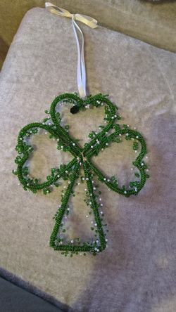 Handmade Beaded Shamrock 