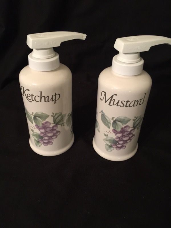 Pfaltzgraff Grapevine Mustard And Ketchup Dispensers