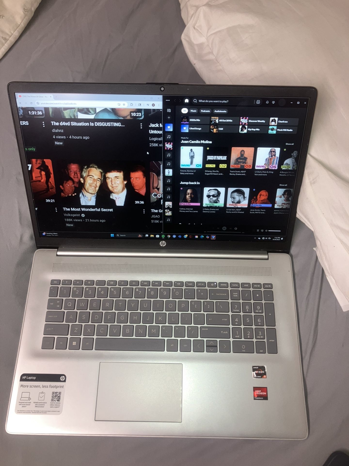 HP Laptop AMD Ryzen 5, Graphics Card, 512Gb, 8gb Ram Condition 10/10