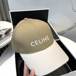 Celine Baseball Cap Men Women Denim Letters Khaki&white