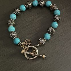 Turquoise 18k Gold Sterling Bracelet New