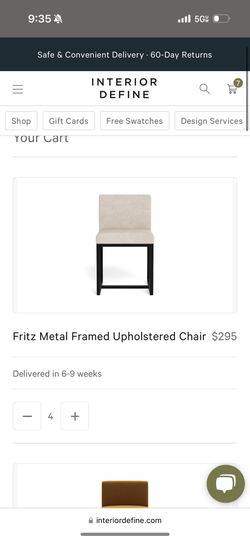 FOR SALE: Set of 4 Brand New Fritz Metal Framed Upholstered Chairs – Interior Define 