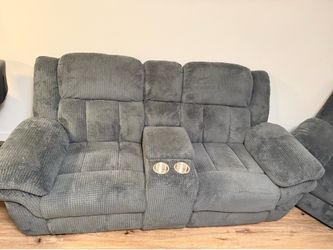 Couch Trevor Gray 81'' Manual Reclining Console Loveseat