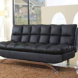 BLACK PU Futon Sofa Bed 👍FREE FINANCING AVAILABLE 👉 0️⃣ DOWN PAYMENT ❗NO CREDIT CHECK❗ 