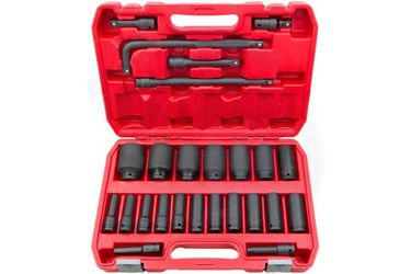 25pcs Drive Deep Impact Sockets 8-36mm Extension Flex Joint L Wrench  Features:  Wide range of metric sockets, from 8mm to 36mm in size Deep sockets c