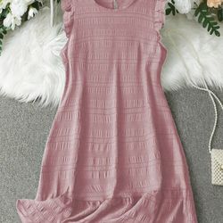 Franclia Women Elegant Ruffle Hem Cap Sleeve Mini Dress