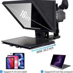 ILOKNZI 16 inch Large Liftable Teleprompter with Remote, Metal Tablet Teleprompters for iPad with Adjustable Tempered Glass, Support iPhone iPads And