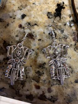 Motorcycle skeleton earrings