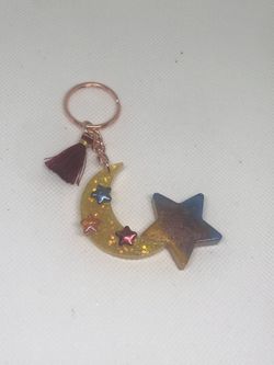 Resin Moon And Star Keychain