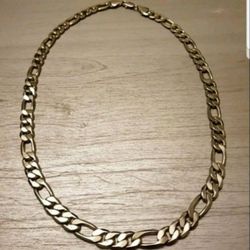 14K Gold Plated Figaro Chain Necklace 24 Inches