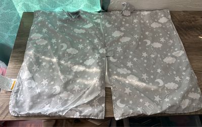GoldBug baby light gray & white clouds & moons print car seat cover