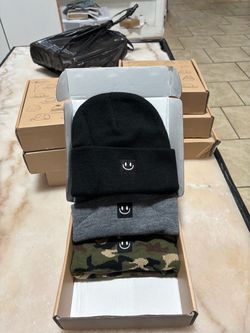Smiley Face Patch Knit Beanies – Set of 3