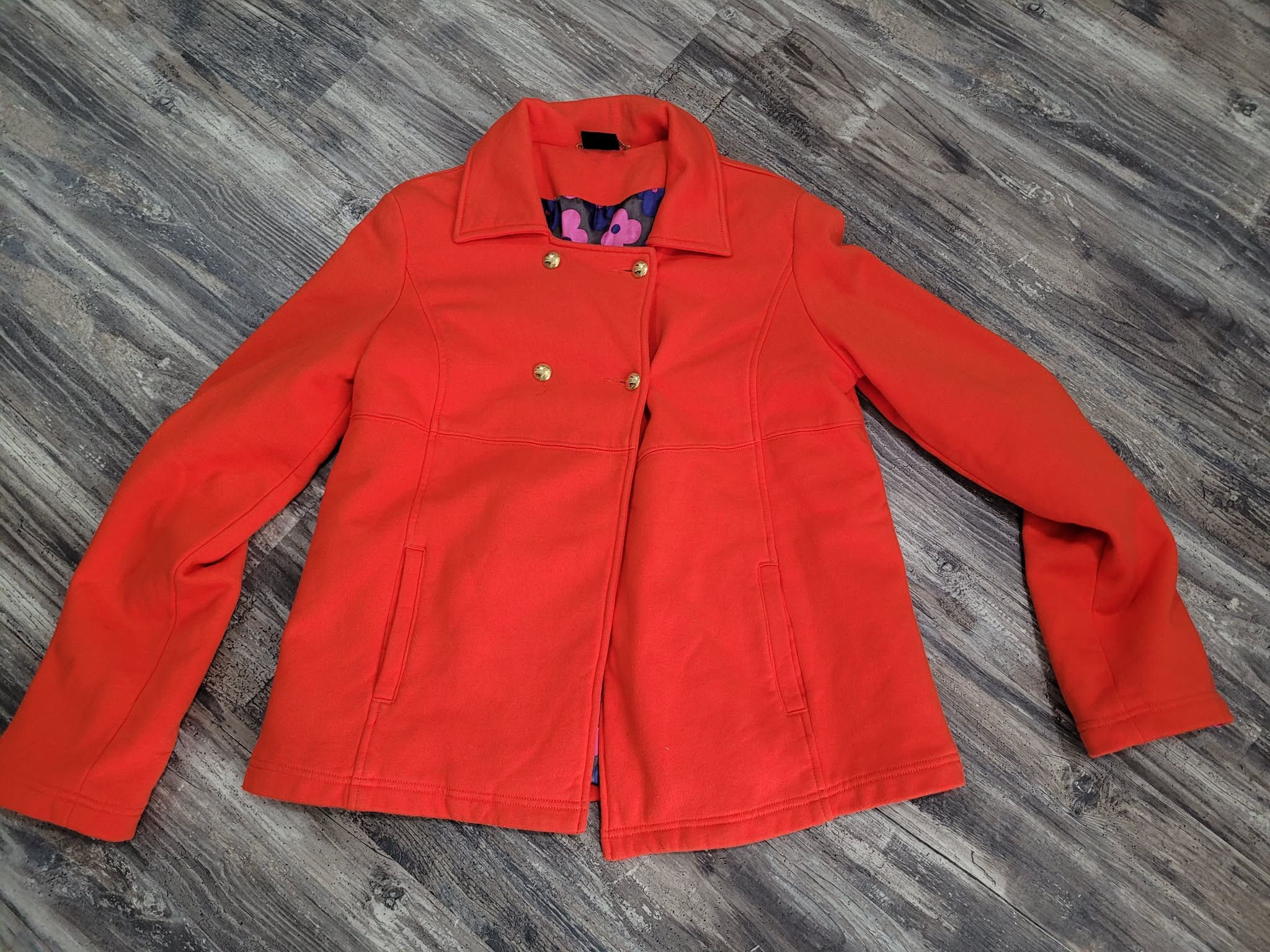 Le Tigre Bright Orange Button Up Coat Jacket Womens Size Large - Like New!!
