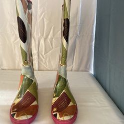 COACH Pammie Women’s Multi-Color Tall Vintage Rains Boots Size: 7B 