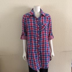 Parasuco  Plaid Flannel Tunic Top Size M