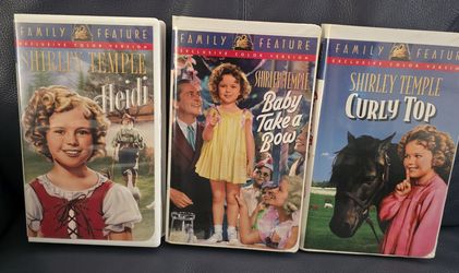 Shirley Temple Movies 3 VHS set: Curly Top, Heidi, Baby Takes a Bow