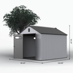XWT013-1 8*10ft resin plastic storage shed for backyard garden big spire Tool storage