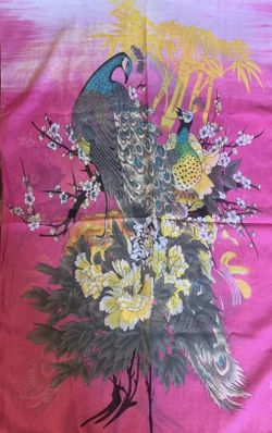 NEW LIANG DIAN Womens Scarf Pink Floral Peacock Print Chiffon Wrap Shawl / Scarf