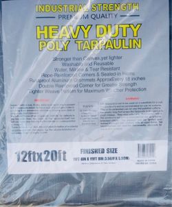 12ft X 20ft. Heavy Duty Silver Waterproof Tarp / Lona Impermeable