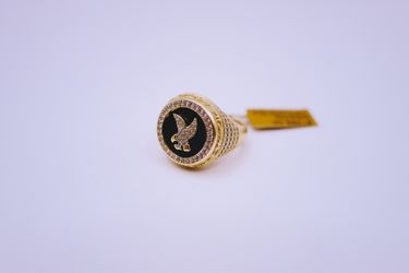 14 K Eagle ring with accent gems