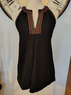 Joie Black Embroidered Boho Top | Size Small