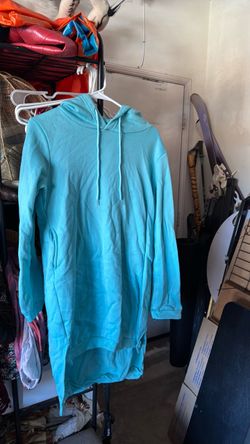 Teal Hoodie Sweatshirt Dress