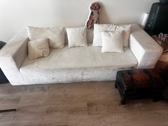 Beige couch fairly use and mattress fairly use