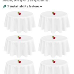 White 70” Round Tablecloths - 6