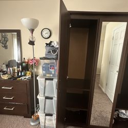 Dark Wood Wardrobe with Mirror – Excellent Condition