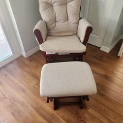 Wooden Glider Chair & Ottoman