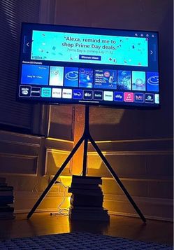 Black Easel TV Stand with Tripod Base for 32 to 65 inch Screen