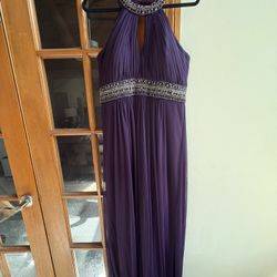 Womens Formal Beaded Purple Dress